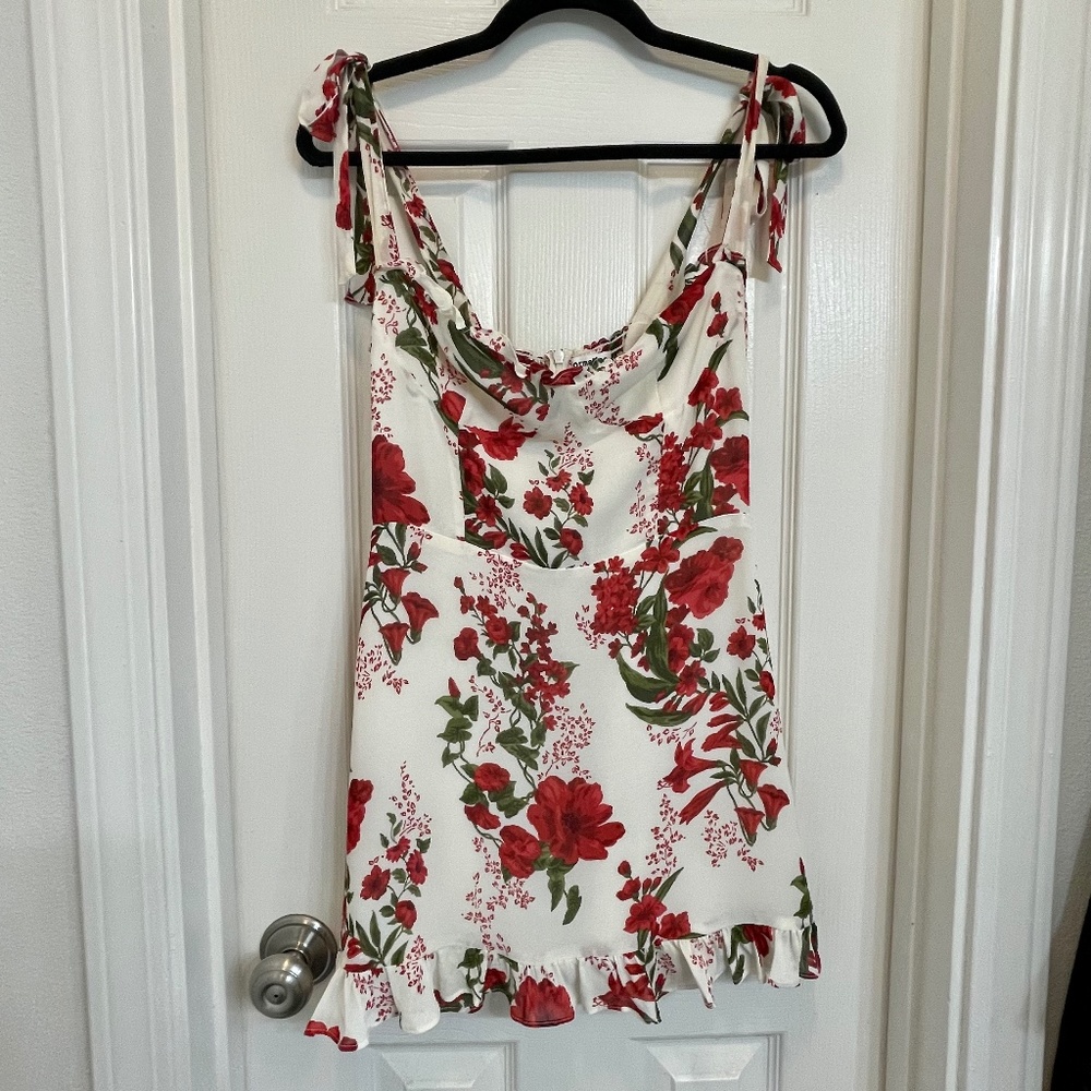 White Floral Reformation Christine Dress View 3